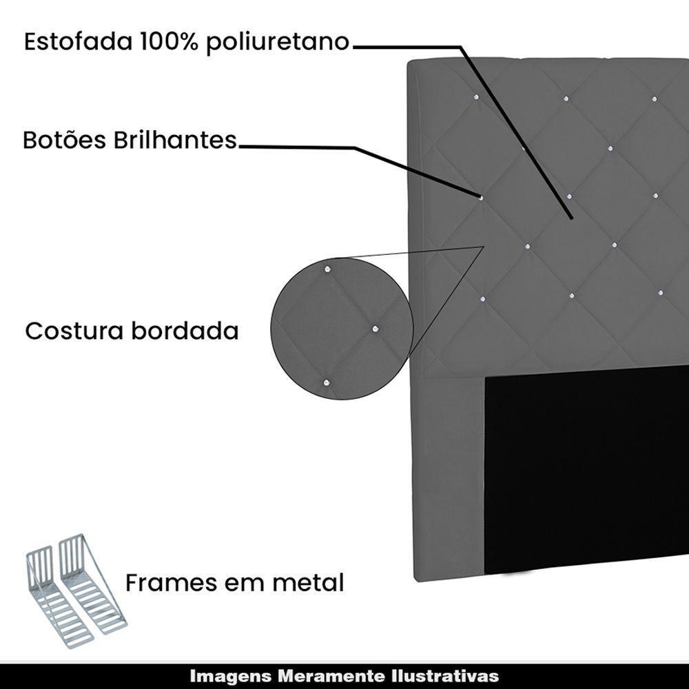 Cabeceira Casal 1,40m Tàzio Suede Cinza - Gran Belo - 4