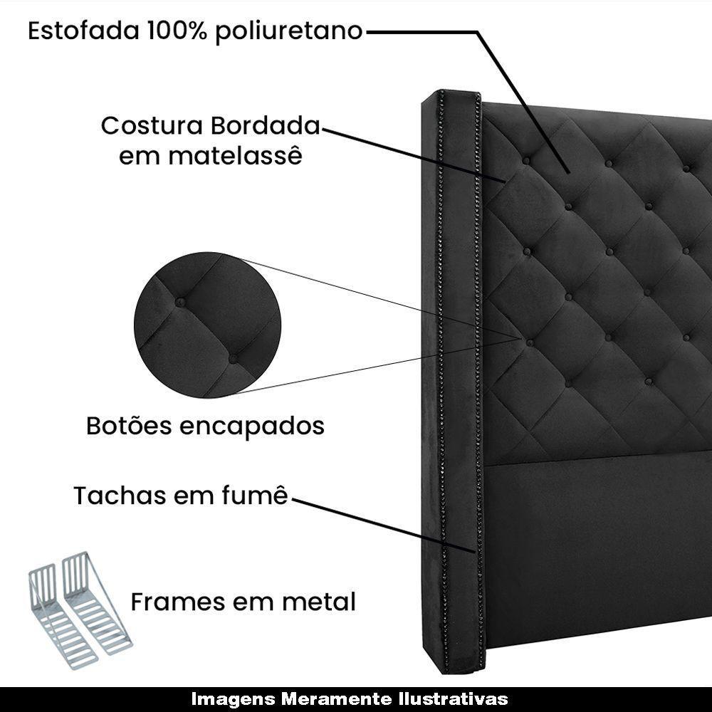 Cabeceira King Size 2,19m Loewe Veludo Preto - Gran Belo - 4