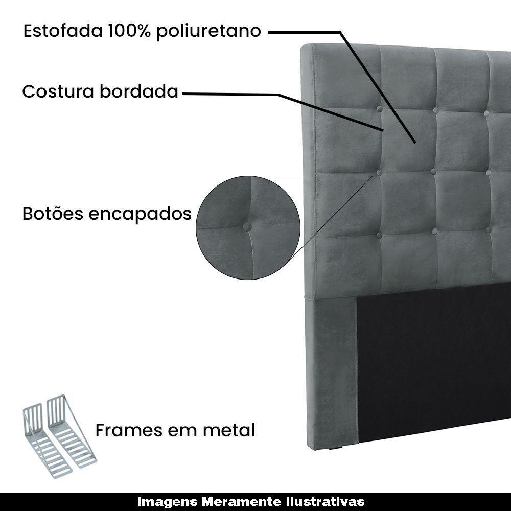 Cabeceira King Size 1,95m Tropea Veludo Cinza Gran Belo - 4