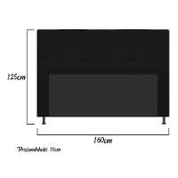Cabeceira Estofada Dama 160 Cm Queen Size com Botonê Preto