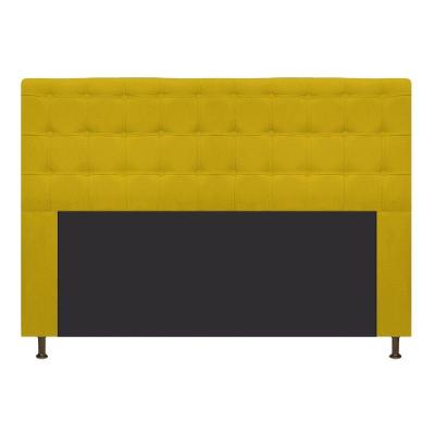 Cabeceira Estofada Dama 195 cm King Size com Botonê Amarelo