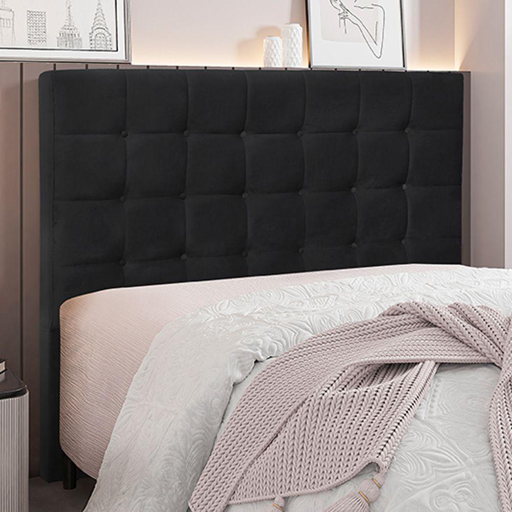 Cabeceira King Size 1,95m Tropea Veludo Preto Gran Belo - 2