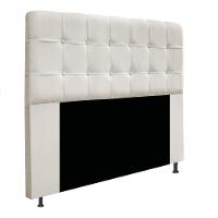 Kit Cabeceira e Calçadeira Baú Estofada Mel 140cm Casal Com Capitonê Suede Bege - 5