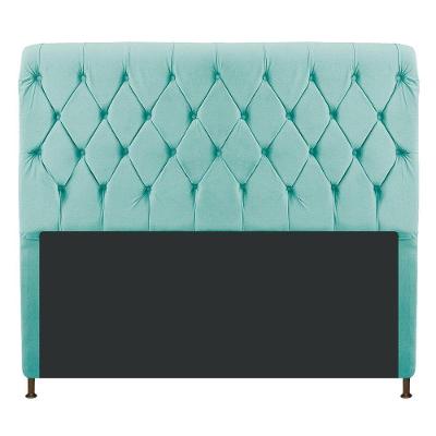 Cabeceira Estofada Cristal 195cm King Size Azul Tiffany