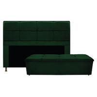 Kit Cabeceira e Calçadeira Munique 195cm King Size Suede Verde - 1