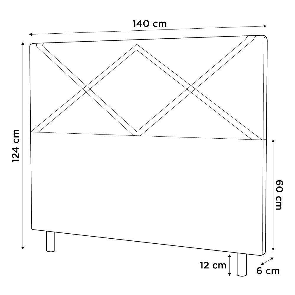 Cabeceira Cama Box Casal Cairo 140cm Suede Marrom - Abmaza - 3