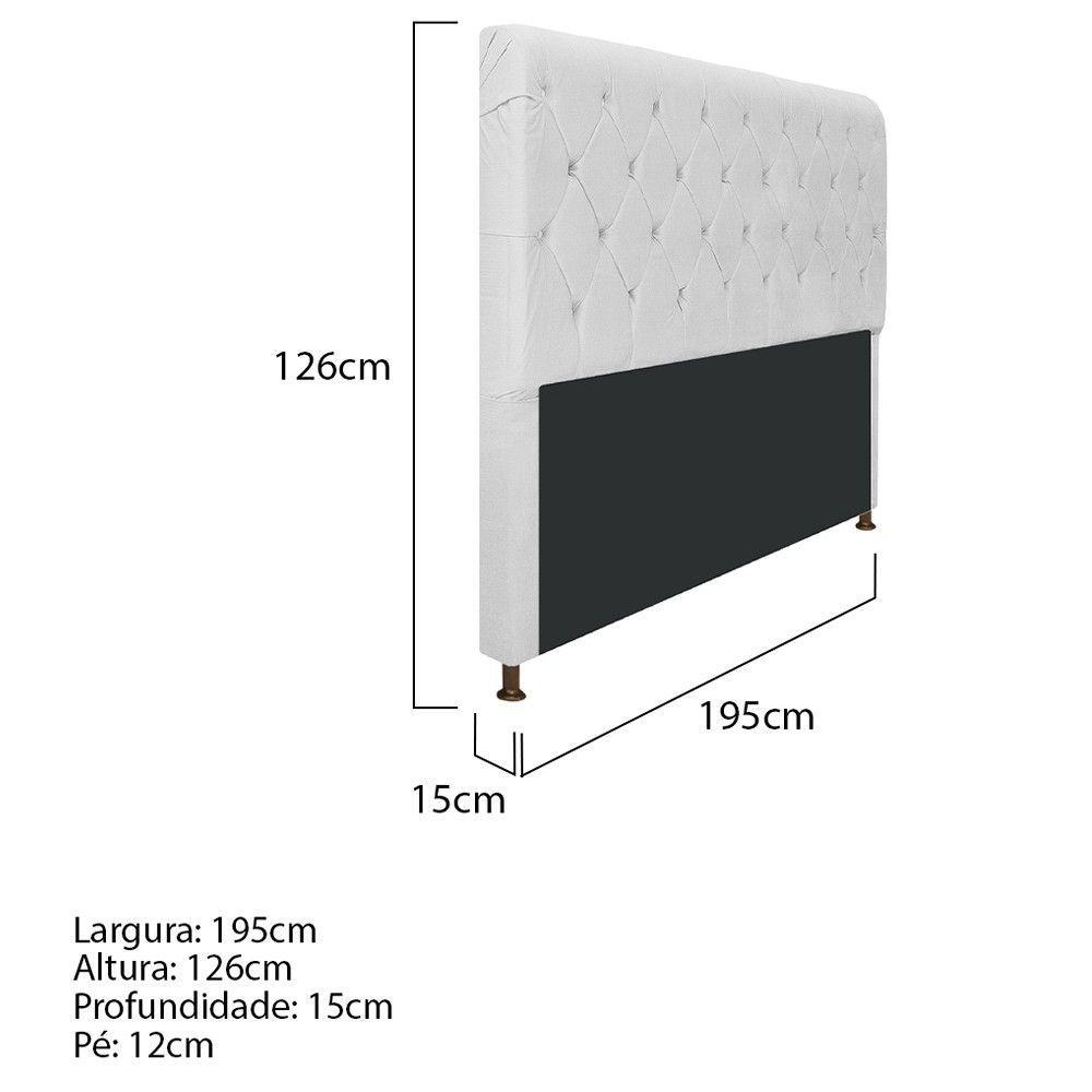 Cabeceira Estofada Cristal 195cm King Size Branco - 5