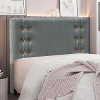 Cabeceira Casal 1,40m Kors Veludo Cinza Gran Belo - 2