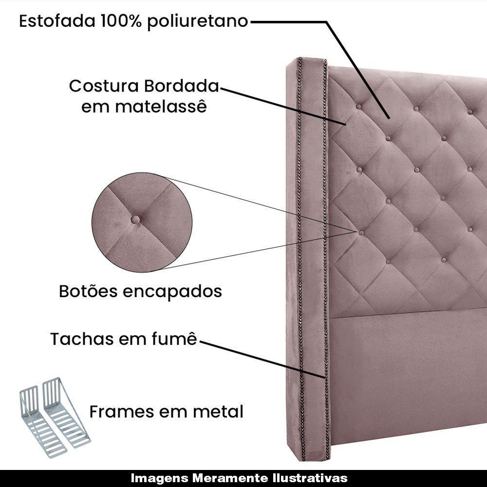 Cabeceira King Size 2,19m Loewe Veludo Lilás - Gran Belo - 5