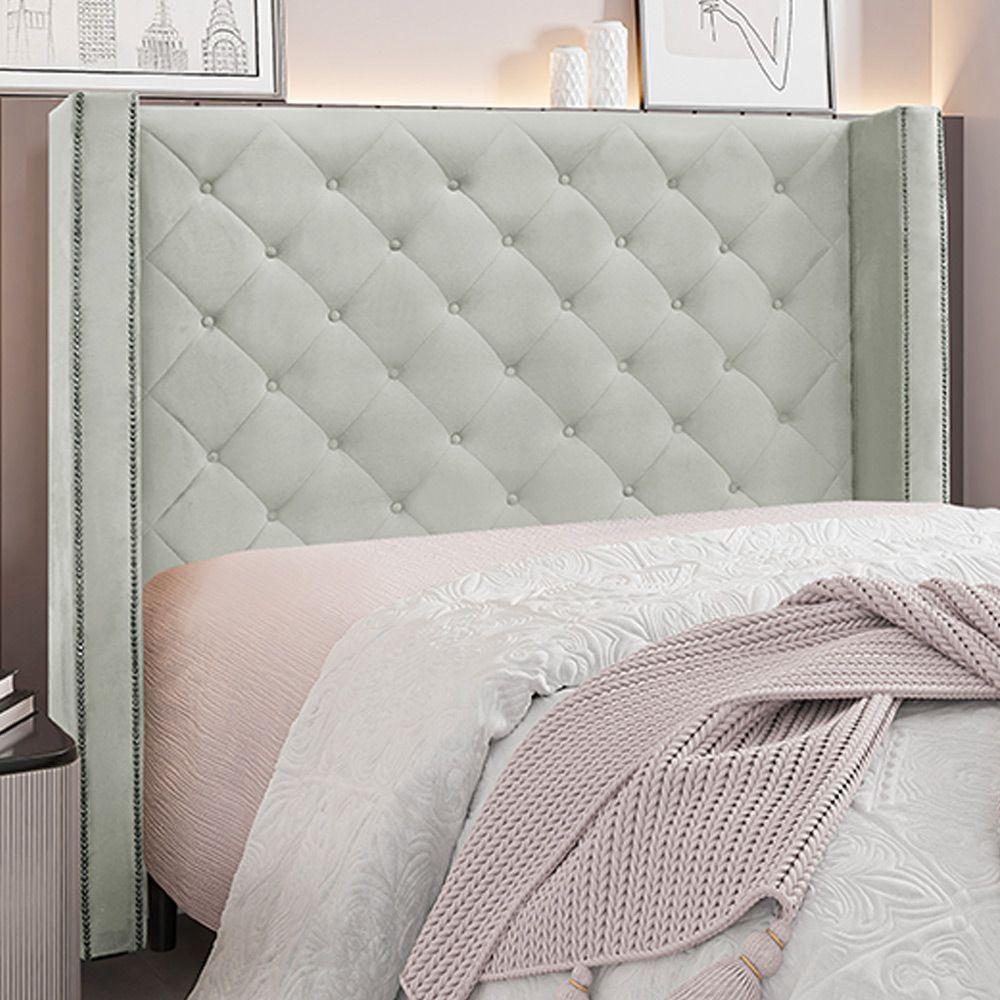 Cabeceira Queen Size 1,84m Loewe Veludo Prata - Gran Belo - 2