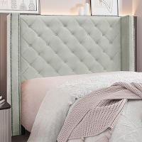 Cabeceira Queen Size 1,84m Loewe Veludo Prata - Gran Belo