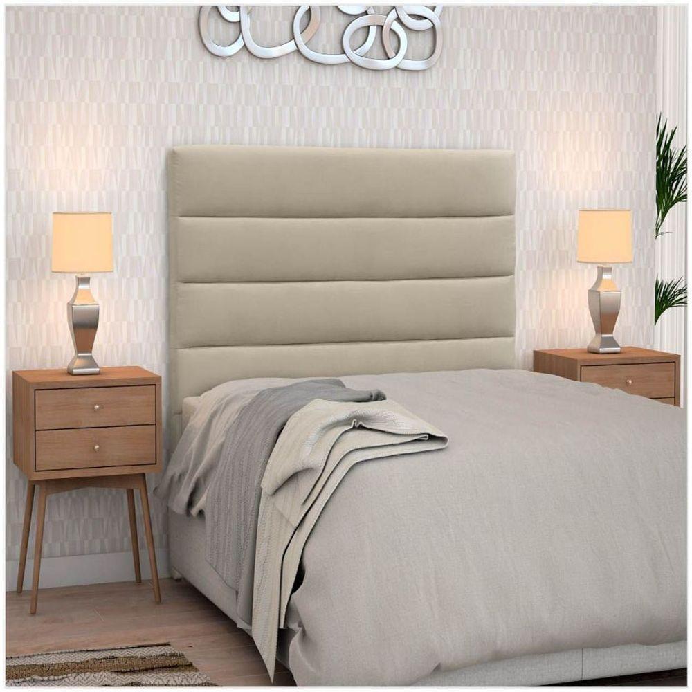 Cabeceira Solteiro Greta 90 Cm D´monegatto Suede Liso Bege - 3