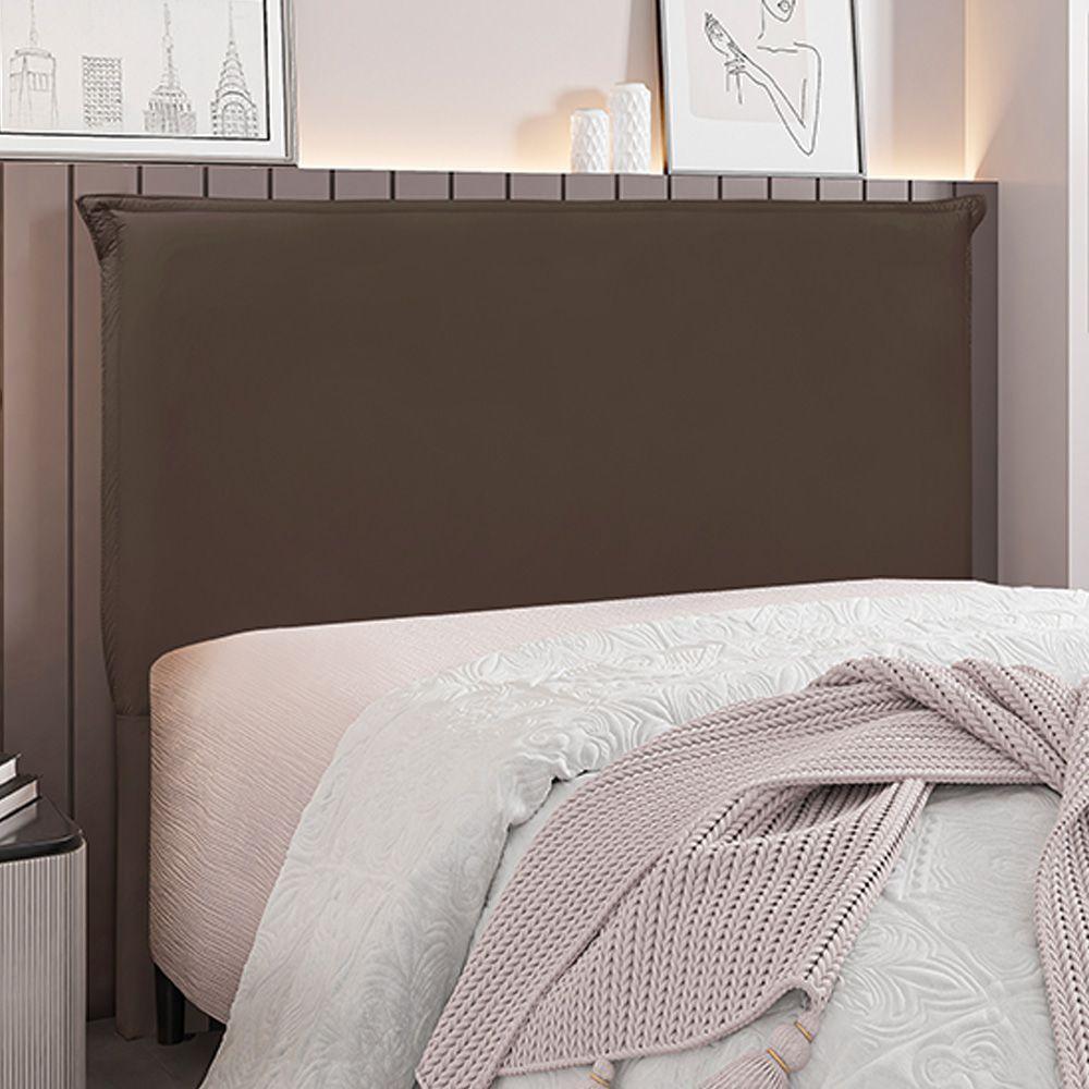 Cabeceira Casal 1,40m Trento Veludo Marrom Gran Belo - 2