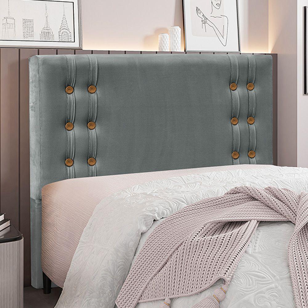 Cabeceira King Size 1,95m Kors Veludo Cinza Gran Belo - 2
