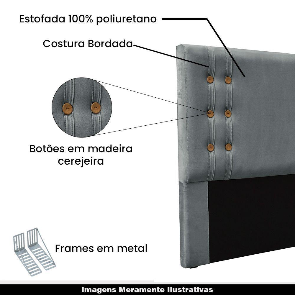 Cabeceira King Size 1,95m Kors Veludo Cinza Gran Belo - 4