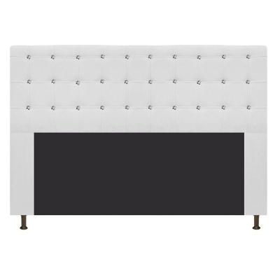 Cabeceira Estofada Dama 195 Cm King Size Com Strass Branco