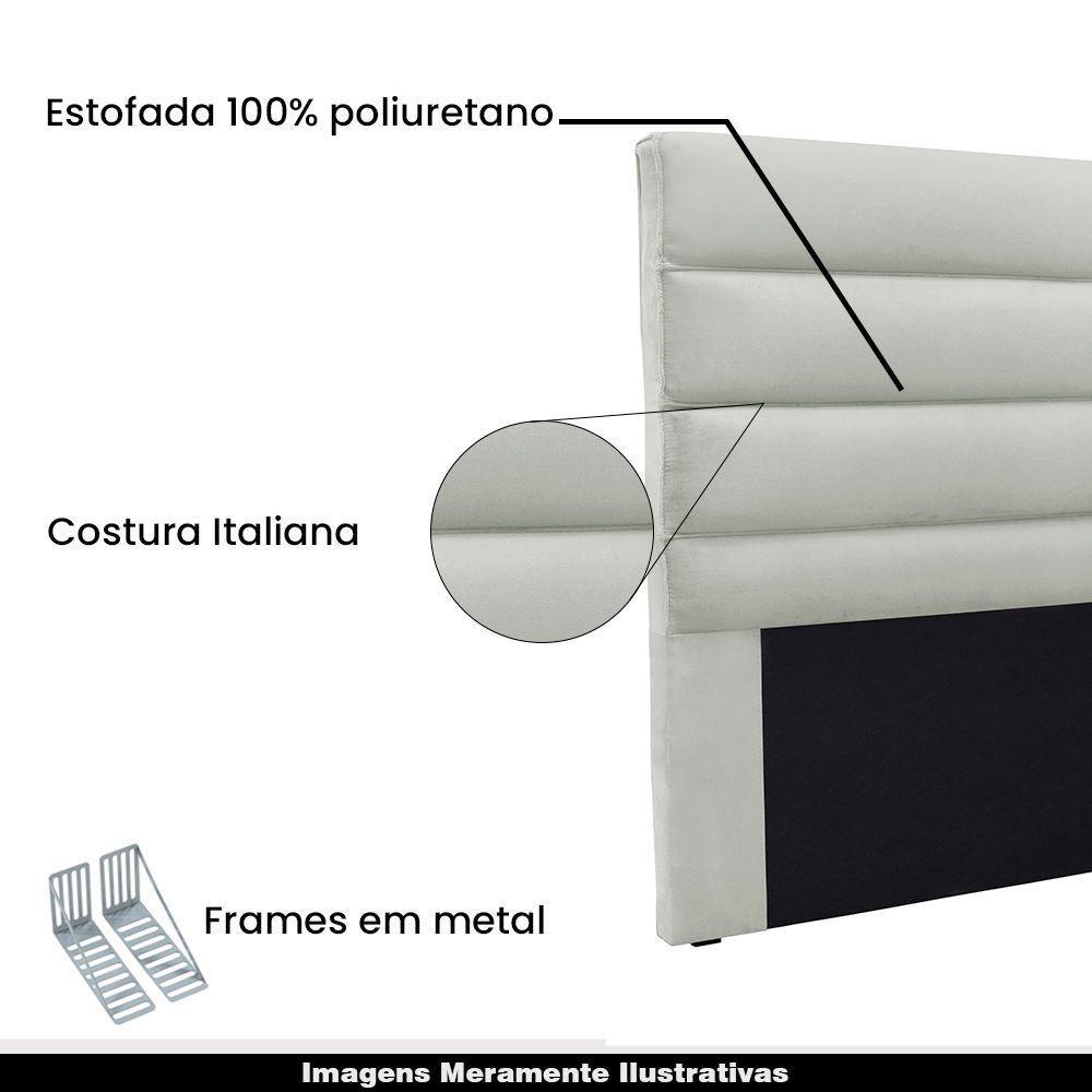 Cabeceira Decorativa Queen Size 1,60m Guess Veludo Prata - 3