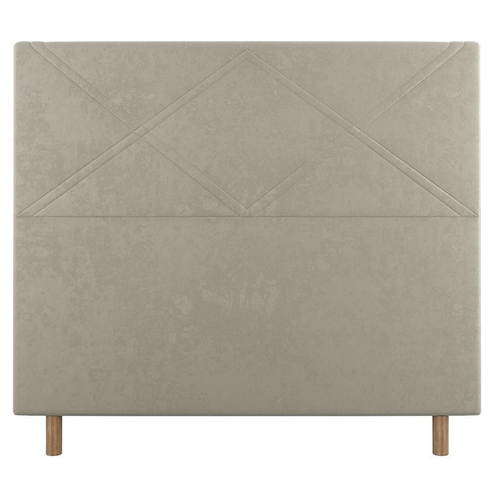 Cabeceira Cama Box Casal Cairo 140cm Veludo Bege - Abmaza - 4