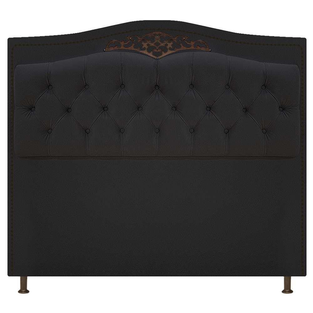 Cabeceira Estofada Yasmim 140 Cm Casal Suede Preto - 4