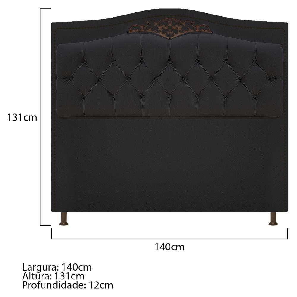 Cabeceira Estofada Yasmim 140 Cm Casal Suede Preto - 8