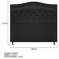 Cabeceira Estofada Yasmim 140 Cm Casal Suede Preto - 8