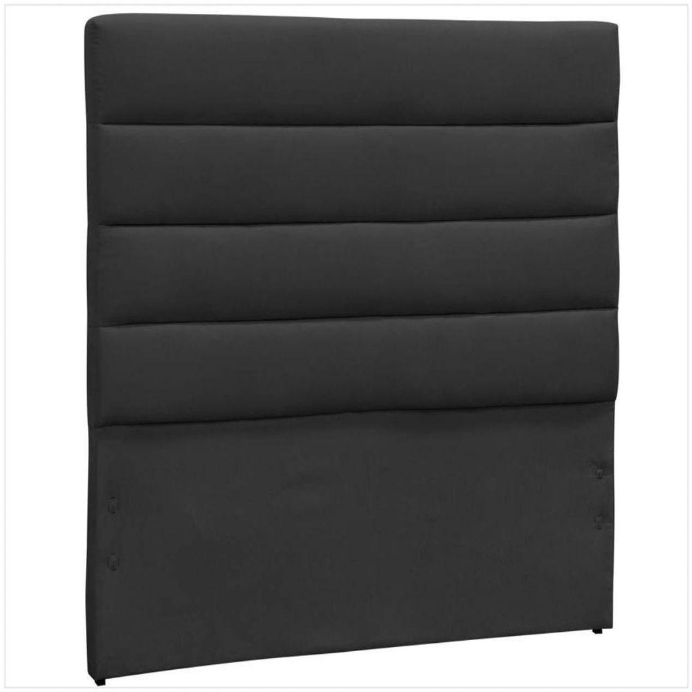 Cabeceira Casal Queen 160 Cm Greta Suede Liso Preto - 1