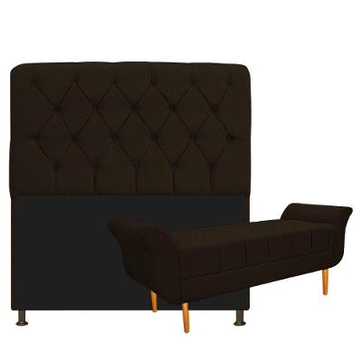 Kit Cabeceira e Recamier 195 Cm King Size Corano Marrom