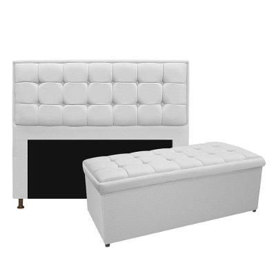 Kit Cabeceira e Calçadeira 140 Cm Casal Corano Branco
