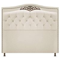 Cabeceira Estofada Yasmim 140 cm Casal Suede Bege - 1