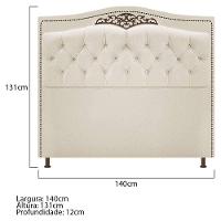 Cabeceira Estofada Yasmim 140 cm Casal Suede Bege - 3