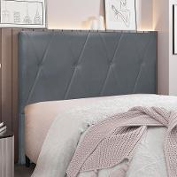 Cabeceira King Size 1,95m Yves Veludo Cinza Gran Belo - 2