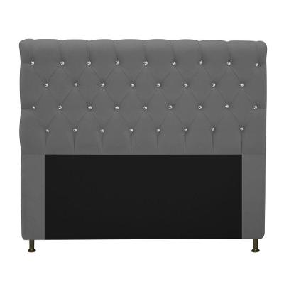 Cabeceira Estofada Cristal 160cm Queen Size Cinza