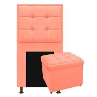 Kit Cabeceira e Calçadeira Copenhague Solteiro Suede Coral - 1