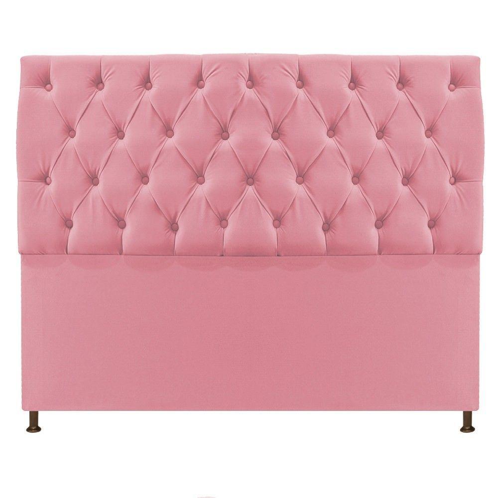 Cabeceira Sofia 195cm King Size Suede Rosa Bebê - 1