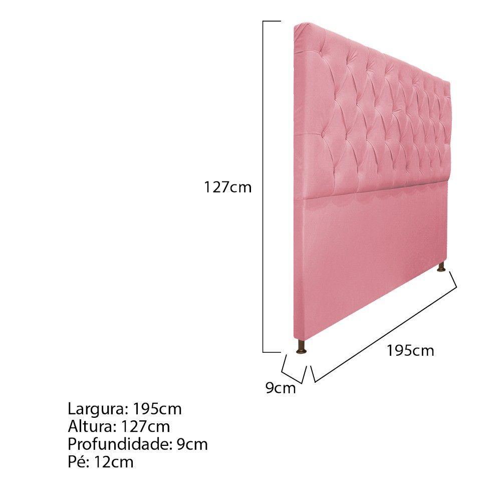 Cabeceira Sofia 195cm King Size Suede Rosa Bebê - 10