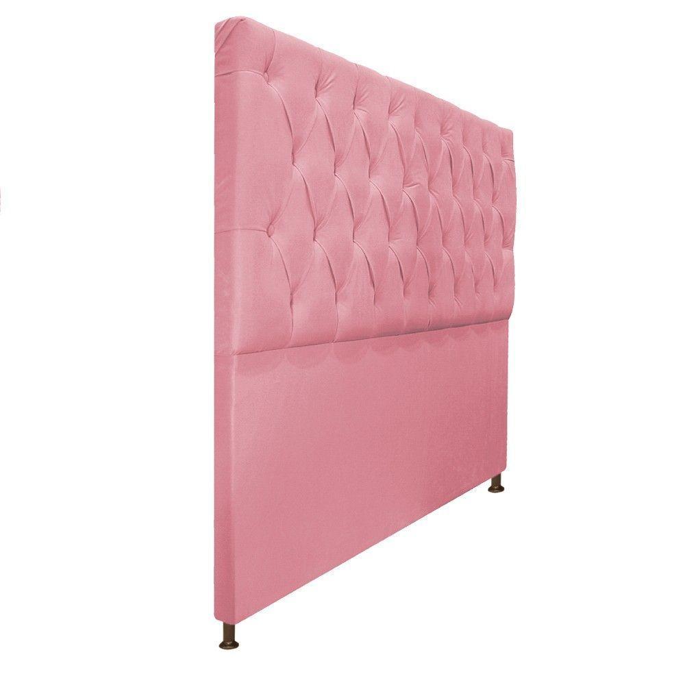 Cabeceira Sofia 195cm King Size Suede Rosa Bebê - 8