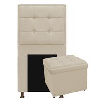 Kit Cabeceira e Calçadeira Copenhague Solteiro Suede Bege - 1