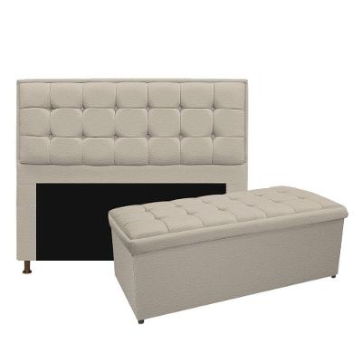 Kit Cabeceira e Calçadeira Copenhague 195cm King Size Bege