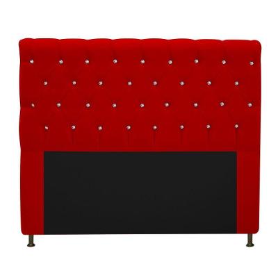 Cabeceira Estofada Cristal 195cm King Size Vermelho