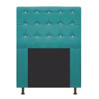 Cabeceira Estofada Dama 90cm Solteiro Com Strass Suede Azul Turquesa - 2