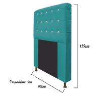 Cabeceira Estofada Dama 90cm Solteiro Com Strass Suede Azul Turquesa - 3