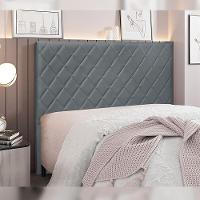 Cabeceira 1,40m Givenchy Veludo Cinza Gran Belo