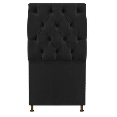 Cabeceira Sofia 90cm Solteiro Suede Preto