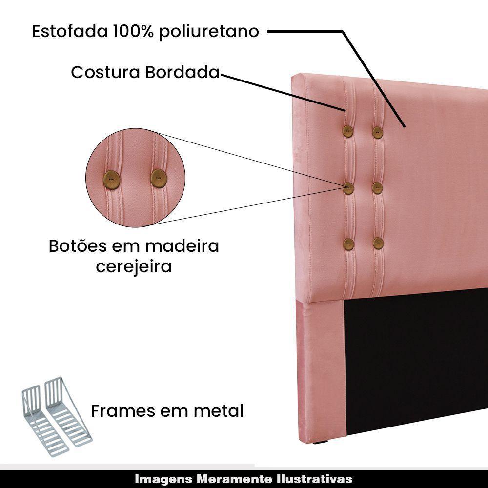 Cabeceira King Size 1,95m Kors Veludo Rosa Gran Belo - 4