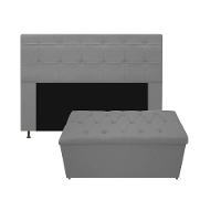 Kit Cabeceira E Calçadeira 160 Cm Queen Size Cinza - 1