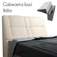Cabeceira Com Baú Itália Cama Box King 195 Cm Amassado Bege - 6