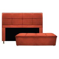 Kit Cabeceira e Calçadeira Munique 195cm King Size Suede Terracota - 1