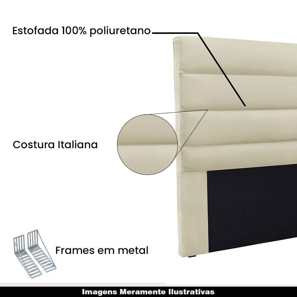 Cabeceira King Size 1,95m Guess Veludo Bege Gran Belo - 4