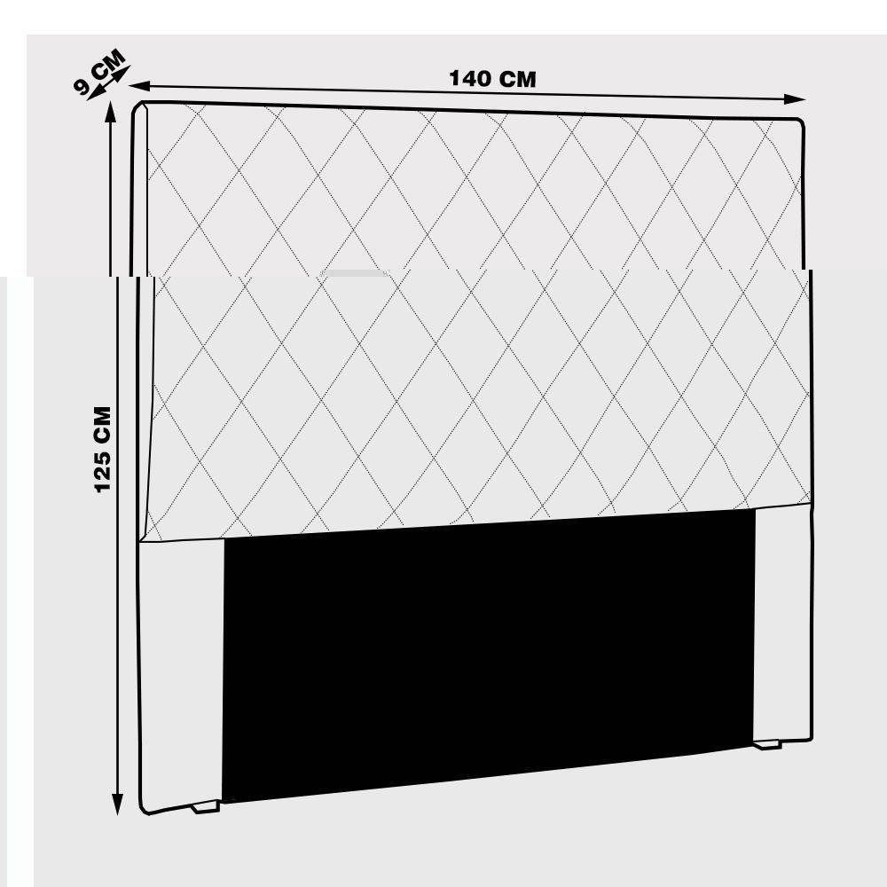Cabeceira Casal 1,40m Tàzio Veludo Bege Gran Belo - 5