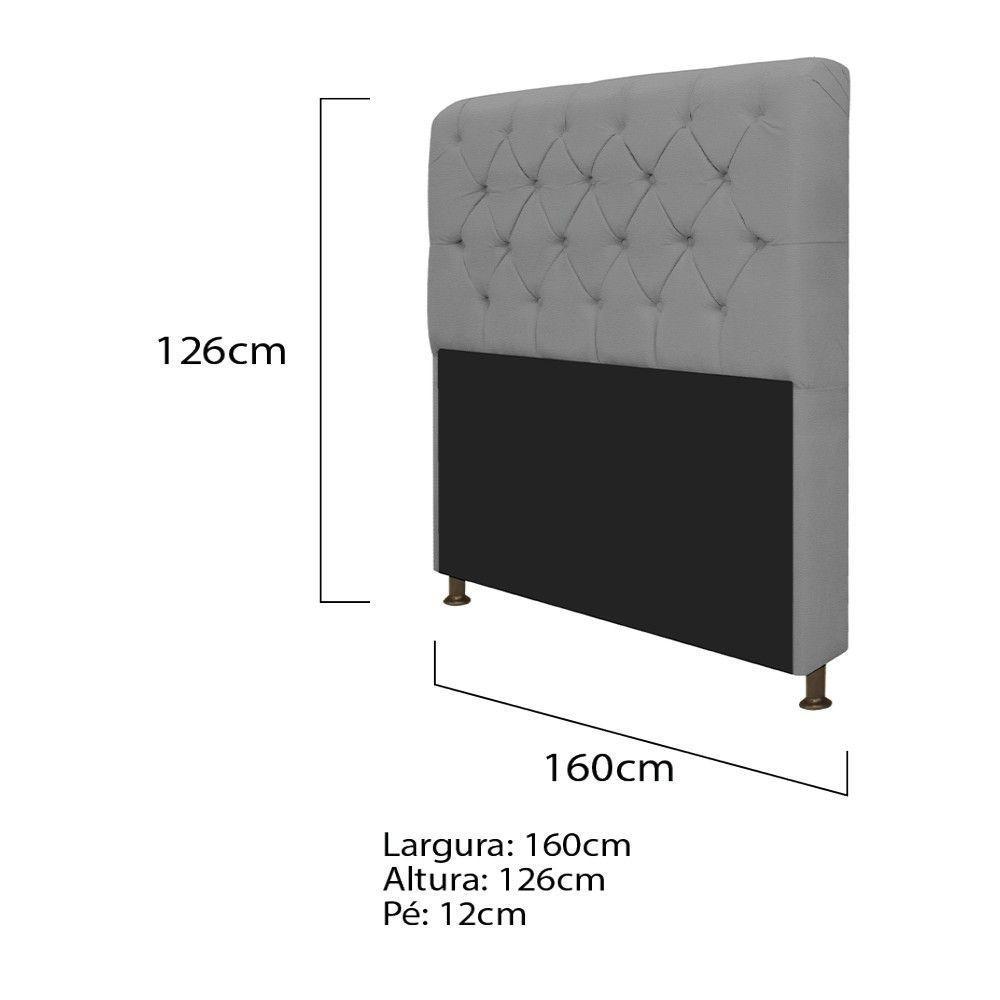 Kit Cabeceira e Recamier 160 Cm Queen Size Corano Cinza - 3